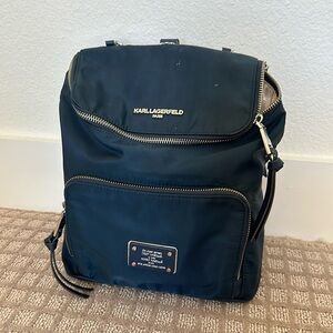 Navy Karl Lagerfeld backpack with silver accents